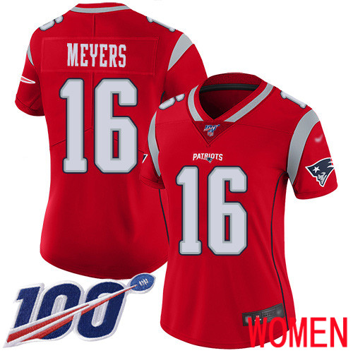 New England Patriots Football #16 100th Season Inverted Limited Red Women Jakobi Meyers NFL Jersey->youth nfl jersey->Youth Jersey